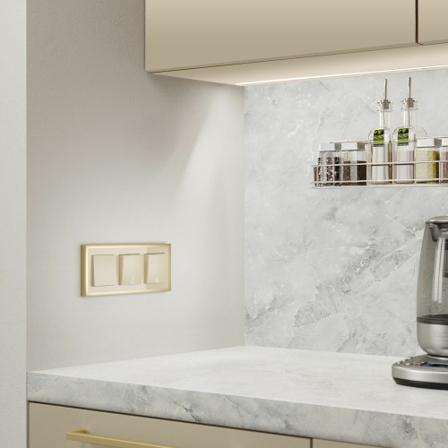 Рамка из металла на 3 поста Baguette айвори/латунь W0032851 фото 3