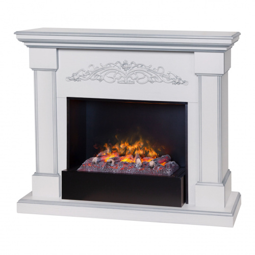 Электрокамин RealFlame Ofelia 26 WT дуб белый с серебряной патиной с очагом 3D Cassette 630
