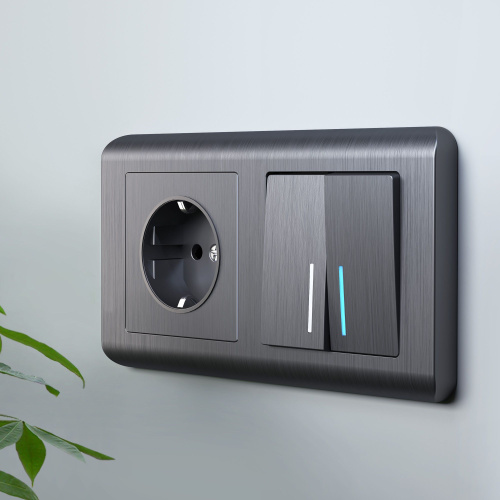 Выключатель двухклавишный с подсветкой (графит рифленый) W1120104 фото 3