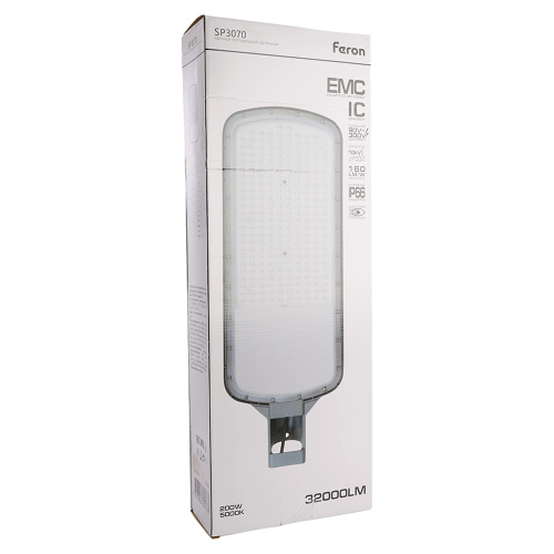 Светодиодный уличный консольный светильник Feron SP3070 200W 5000K AC90-300V, серый фото 6
