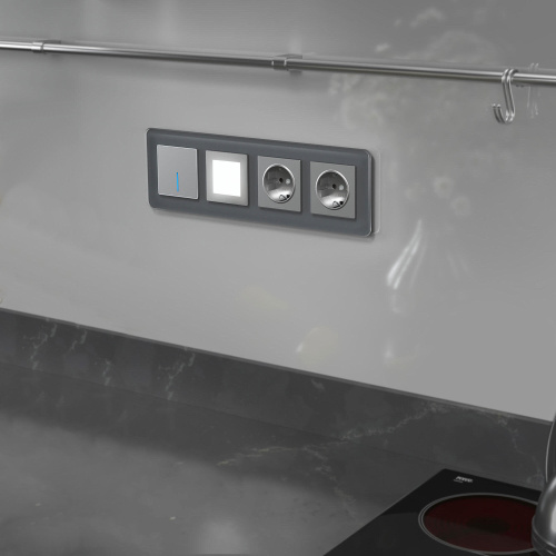 Рамка из стекла на 4 поста Elite графит W0042440 фото 4 Рамка из стекла на 4 поста Elite графит W0042440 фото 4