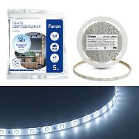 Светодиодная LED лента Feron LS604, 60SMD(2835)/m 4.8W/m 12V IP65 5m, 6500К