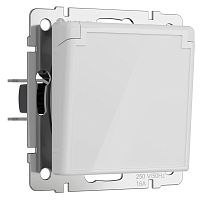 Розетка влагозащ. с зазем. с защит. крышкой и шторками (белый акрил) W1171241