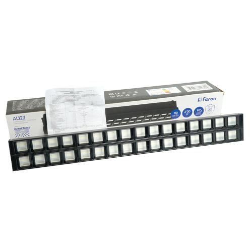 Светодиодный светильник Feron AL123 трековый однофазный на шинопровод 2*30W 4000K 60 градусов черный фото 9