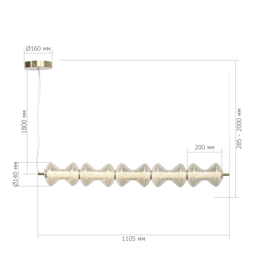 SL6136.243.01 Светильник подвесной ST-Luce золото/коньячный LED 1*28W 3000K SPINE фото 2