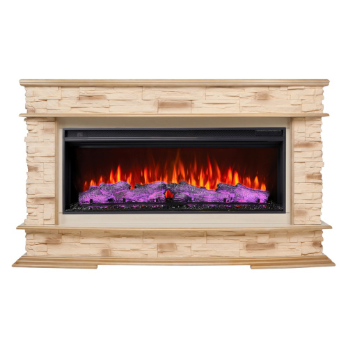 Каминокомплект FRANKFURT/ТУРИН Бежевый дуб с золотой патиной с очагом Электроочаг JOKER/ДЖОКЕР 45 фото 5