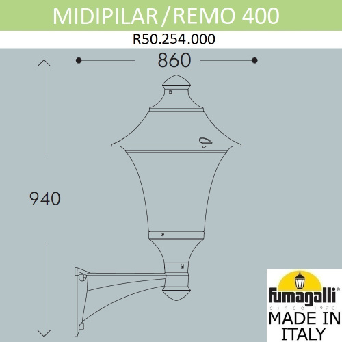 Fumagalli Светильник уличный настенный FUMAGALLI MIDIPILAR/REMO R50.254.000.AXH27 фото 2