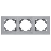 Рамка 3-местная, металл, STEKKER, MFR00-7003-03, серия Катрин, серебро