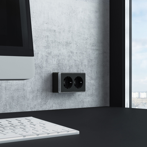 Розетка двойная с заземлением Gallant черный/хром W5072135 фото 3 Розетка двойная с заземлением Gallant черный/хром W5072135 фото 3