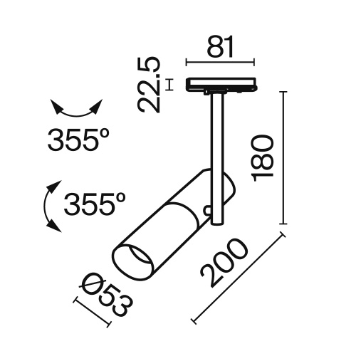 Трековый светильник Technical TR005-1-GU10-B фото 3