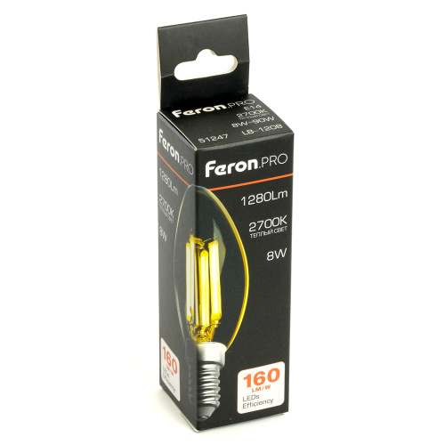 Лампа светодиодная Feron.PRO LB-1208 Свеча E14 1280LM 8W 175-265V 2700K фото 9