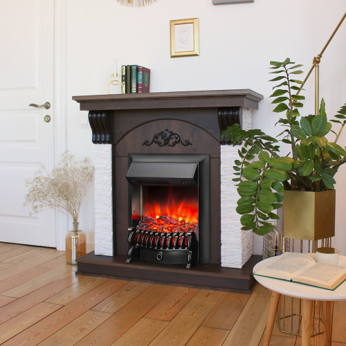 Каминокомплект CORFINO/МИЛАН Орех фактурный с очагом Электроочаг MAJESTIC LUX/МАДЖЕСТИК фото 8