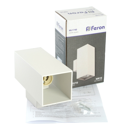 Светильник  настенный Feron ML1740 QUAD   MR16 35W, 230V, 2*GU10,  белый IP20 фото 2