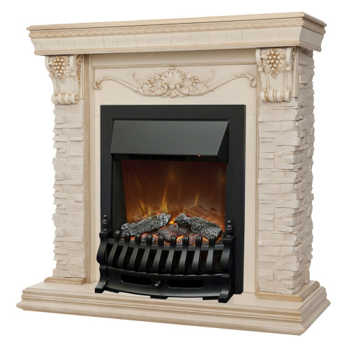 Каминокомплект PATRICIA/АДРИАНА Бежевый дуб с золотой патиной с очагом Электроочаг FOBOS ЛАЙТ/ФОБОС ЛАЙТ фото 2