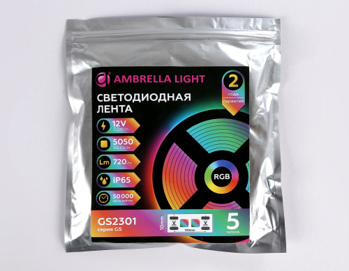 Светодиодная лента 12В 5050 30Led 7.2Вт/м Цветная RGB IP65 5м фото 9