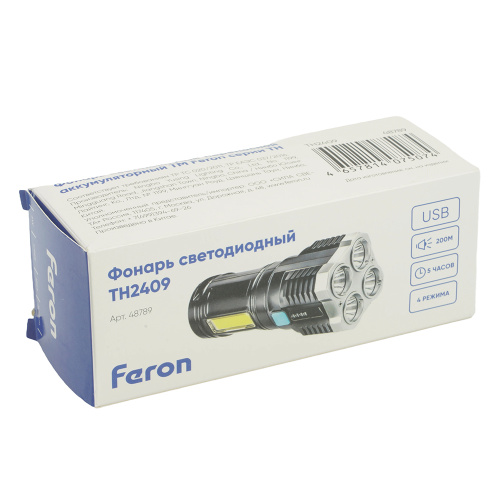 Фонарь ручной Feron TH2409 с аккумулятором Type-C фото 11 Фонарь ручной Feron TH2409 с аккумулятором Type-C фото 11