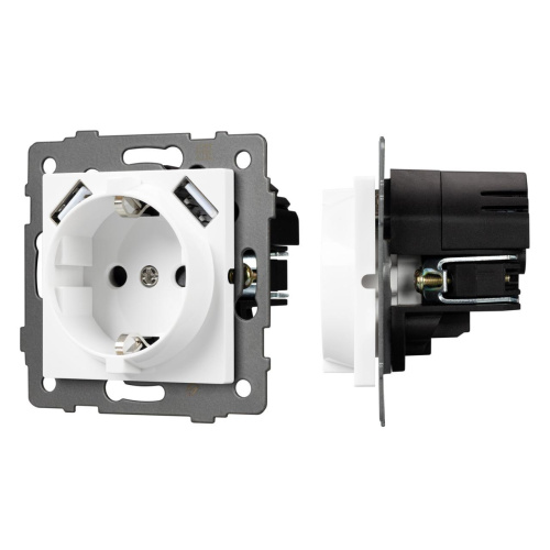 Механизм розетки с USB зарядкой SCT-MUAA-PL-WH-V (250V, 16A) Arlight 049818