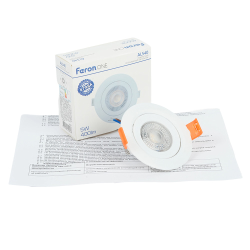 Светодиодный светильник Feron.ONE AL540 встраиваемый 5W 4000K белый "круг" фото 6