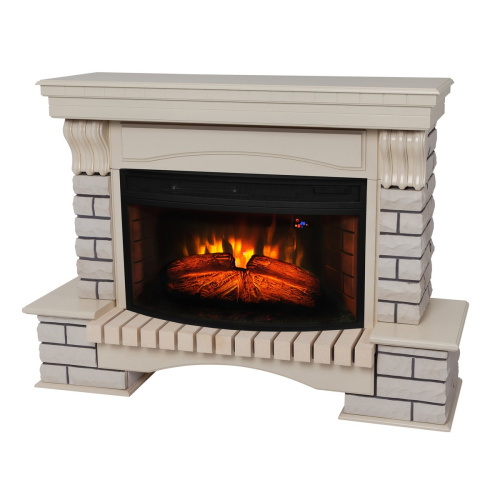 Каминокомплект COUNTRY/БРУКЛИН Бежевый дуб с очагом Электроочаг FIRESPACE/ФАЕРСПЕЙС 33W фото 2