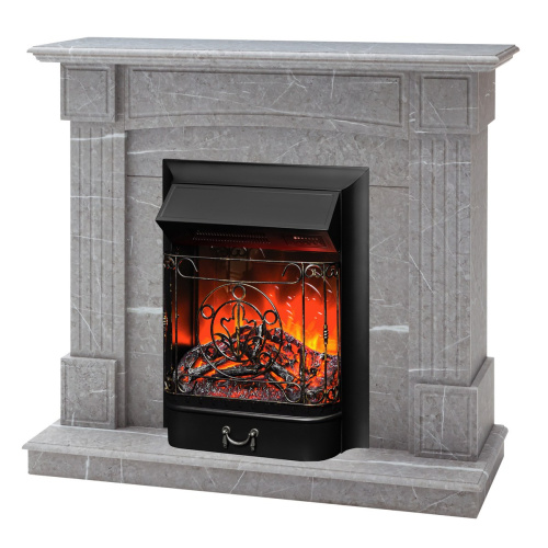 Каминокомплект ANDREA/АЛЬФА Мрамор серый с очагом Электроочаг MAJESTIC LUX RC/МАДЖЕСТИК С ПУЛЬТОМ фото 7