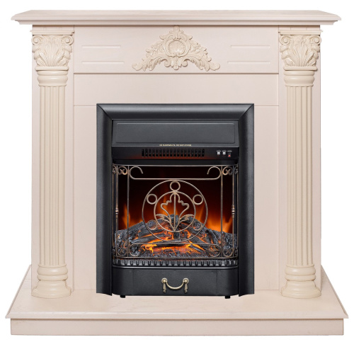 Каминокомплект STEFANIA/ВИОЛА Слоновая кость с очагом Электроочаг MAJESTIC LUX/МАДЖЕСТИК
