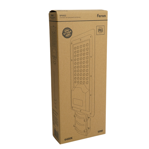 Светодиодный уличный консольный светильник Feron SP3032 50W 6400K 230V, серый фото 2