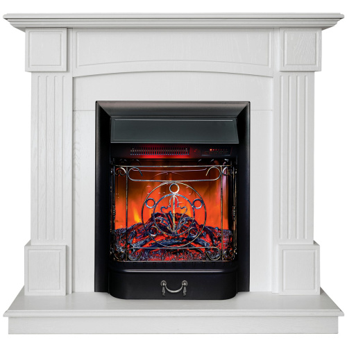 Каминокомплект ANDREA/АЛЬФА Беленый дуб с очагом Электроочаг MAJESTIC LUX RC/МАДЖЕСТИК С ПУЛЬТОМ