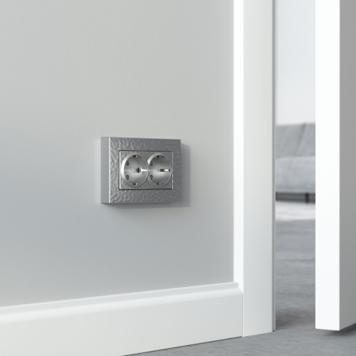 Рамка из поликарбоната для двойной розетки Hammer серебряный W0082406 фото 3