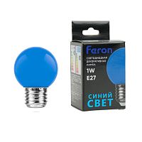 Лампа светодиодная Feron LB-37 Шарик матовый E27 1W 230V Синий