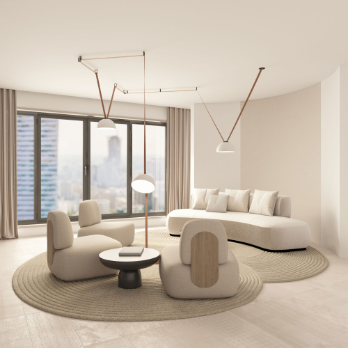 DK5563-WH+BK Cветильник для трека-ремня Belty, серия Flow со светодиодом, D300*H171мм, 48V DC, 28W, RA90, 120°, 3000K, IP20, белый с черным, алюминий фото 5 DK5563-WH+BK Cветильник для трека-ремня Belty, серия Flow со светодиодом, D300*H171мм, 48V DC, 28W, RA90, 120°, 3000K, IP20, белый с черным, алюминий фото 5