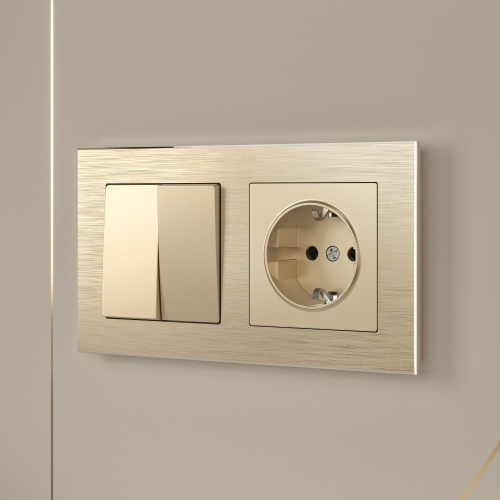 Рамка из металла на 2 поста Аluminium шампань алюминий W0021711 фото 5