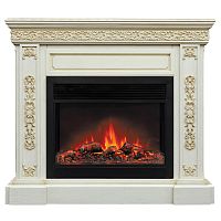 Каминокомплект EKATERINA/ЕКАТЕРИНА Бежевый дуб с золотой патиной с очагом Электроочаг MOONBLAZE LUX/МУНБЛЕЙЗ