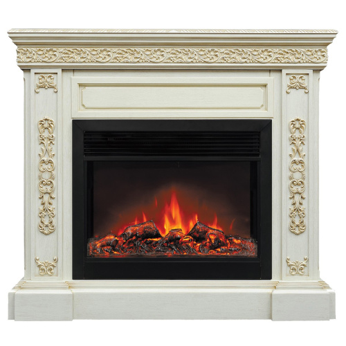 Каминокомплект EKATERINA/ЕКАТЕРИНА Бежевый дуб с золотой патиной с очагом Электроочаг MOONBLAZE LUX/МУНБЛЕЙЗ