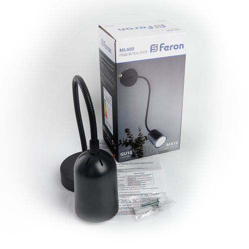 ML400 настенный под лампу с выключателем MR16/GU10, 35W,  черный фото 10