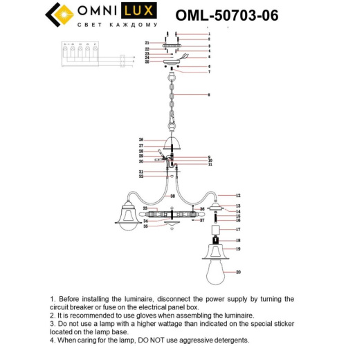 Люстра подвесная OML-50703-06 фото 2