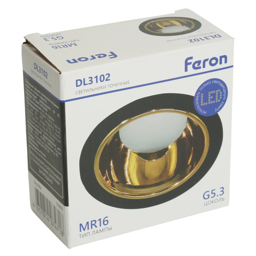 Светильник встраиваемый Feron DL3102 потолочный MR16 G5.3  черный + золото фото 10