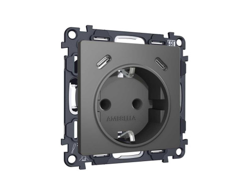 Комплект механизма электрической розетки 2USB С+C 20W с/з на винтовых зажимах 16A-250V Ambrella Volt ALFA Антрацит серый QUANT (AP6605,VM165) MA660510 Комплект механизма электрической розетки 2USB С+C 20W с/з на винтовых зажимах 16A-250V Ambrella Volt ALFA Антрацит серый QUANT (AP6605,VM165) MA660510