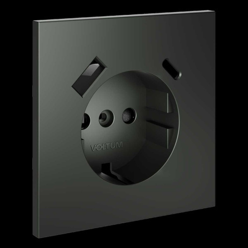 Накладка для розетки с заземлением и защитными шторками с USB A+C S70 (титан) Voltum VLS001006 Накладка для розетки с заземлением и защитными шторками с USB A+C S70 (титан) Voltum VLS001006