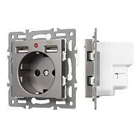 Механизм розетки с USB зарядкой SCT-MUAA-PL-GR (250V, 16A) Arlight 043735