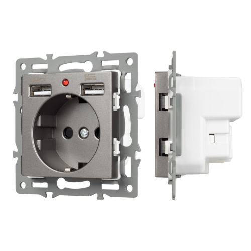 Механизм розетки с USB зарядкой SCT-MUAA-PL-GR (250V, 16A) Arlight 043735