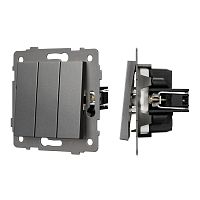 Механизм выключателя трехклавишный непроходной SWT-MK03-PL-GR-V (250V, 10A) Arlight 049898