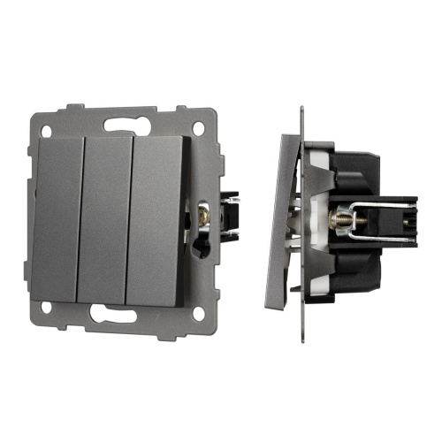 Механизм выключателя трехклавишный непроходной SWT-MK03-PL-GR-V (250V, 10A) Arlight 049898 Механизм выключателя трехклавишный непроходной SWT-MK03-PL-GR-V (250V, 10A) Arlight 049898