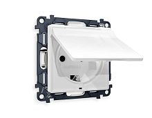 Комплект механизма электрической розетки AMBRELLA VOLT ALFA Белый глянец с/з с шторками и крышкой IP44 QUANT (AP1080, VM141) MA108010