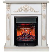 Электрокамин RealFlame Anita WT дуб белый с золотой патиной с очагом Majestic Lux Black RC