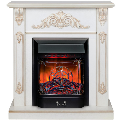 Электрокамин RealFlame Anita WT дуб белый с золотой патиной с очагом Majestic Lux Black RC Электрокамин RealFlame Anita WT дуб белый с золотой патиной с очагом Majestic Lux Black RC