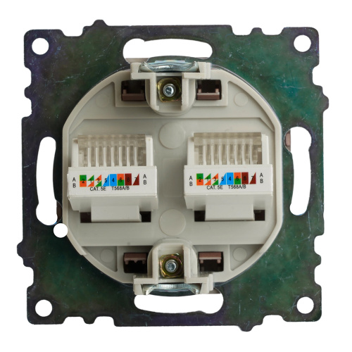 Розетка компьютерная 2-местная RJ-45 (механизм) STEKKER GLS00-7109-04, серия Катрин, шоколад фото 4