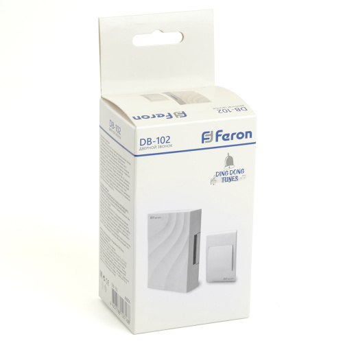 Звонок с кнопкой проводной Feron DB-102 электромеханический белый 230V 119х70х37мм фото 8