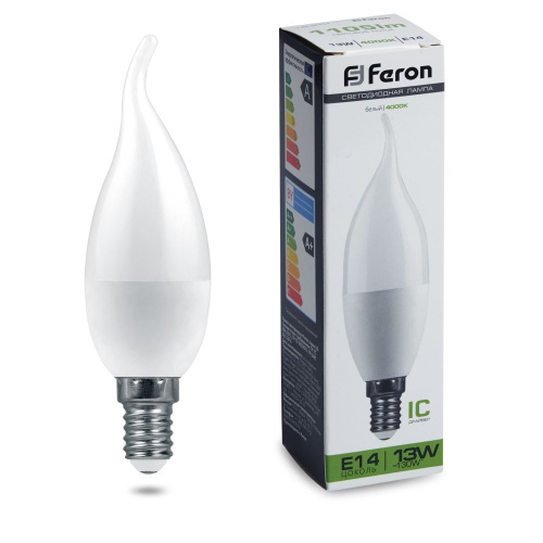 Лампа светодиодная Feron LB-970 Свеча на ветру E14 13W 175-265V 4000K фото 3