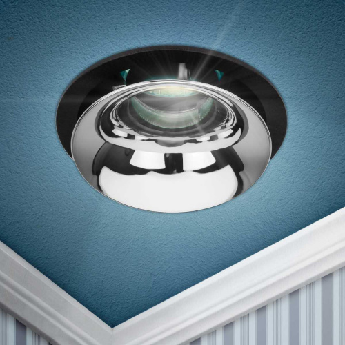 Светильник встраиваемый декоративный ЭРА KL103 BK/CH под лампу MR16 GU5.3 черный/хром Б0056355