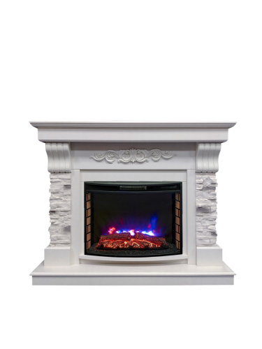 Каминокомплект MARSEILLES/ПАРИЖ Слоновая кость с очагом Электроочаг QUEEN/КУИН 25.5